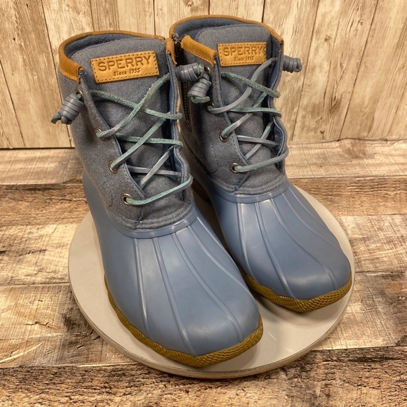Sperry Women's Saltwater Blue Wool Rain Winter Boot Size 6.5 - Picture 1 of 16
